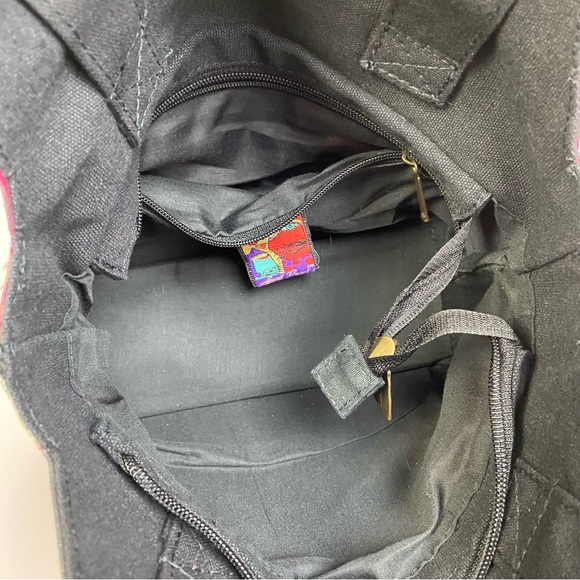 Laurel Burch Sand N Sun Canvas Cat Cutout Tres Gratos Zip Top Handbag Purse Tote - Picture 3 of 16